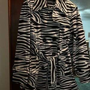 Outerwear by Lisa Black and White Trench Coat Zebra Print